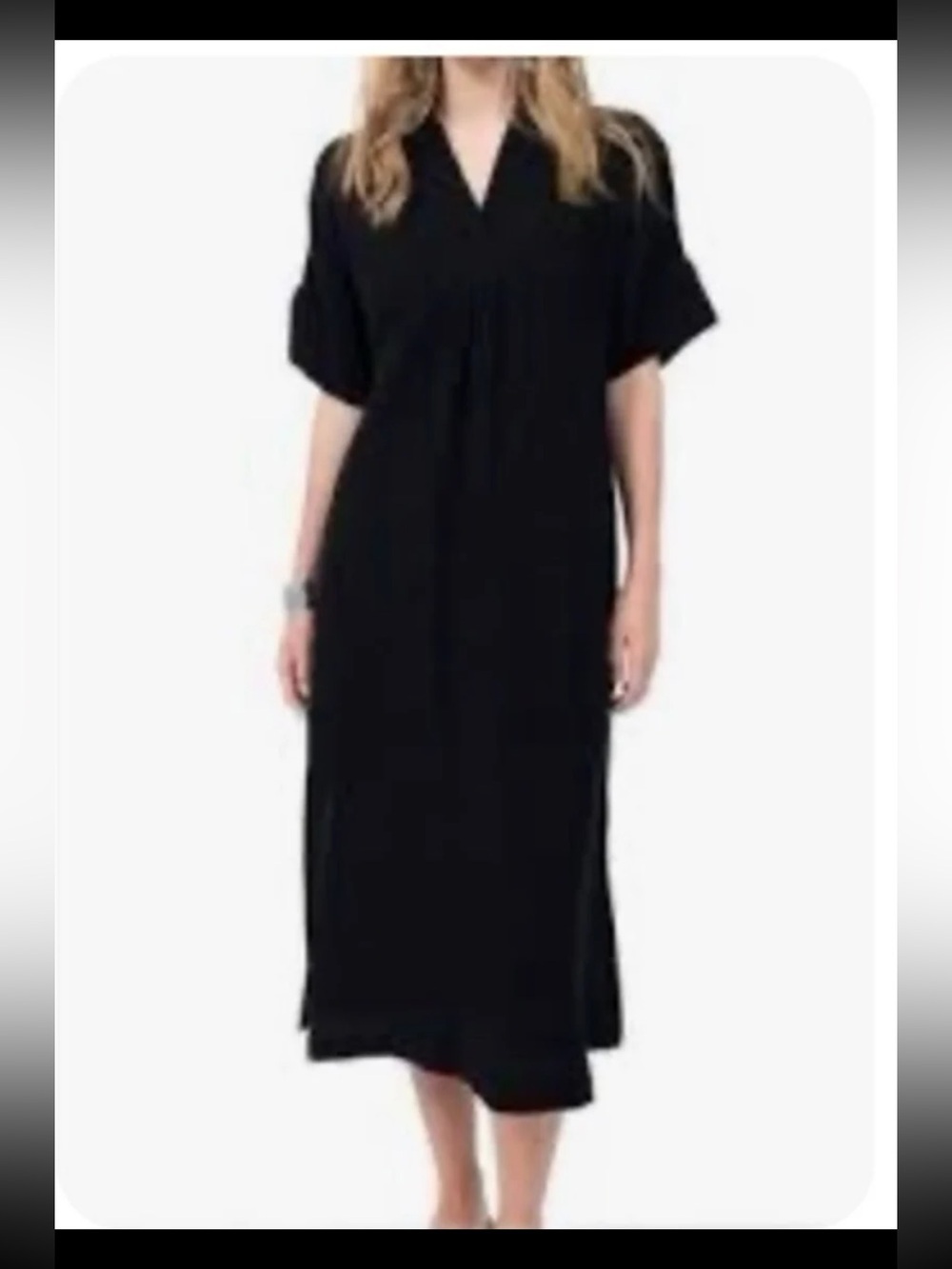 Uncle Frank Black Cotton Gauze Pullover Oversized Midi Dress size Small/Medium - Picture 2 of 12